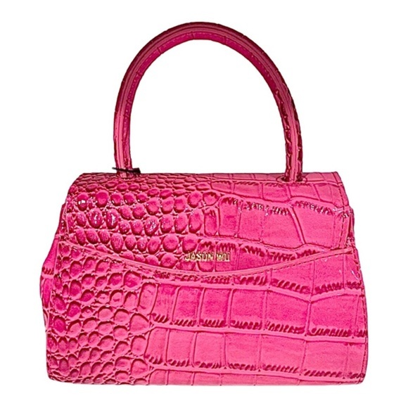Jason Wu glossy patent pink faux croc embossed mini top handle crossbody bag new - Picture 7 of 8